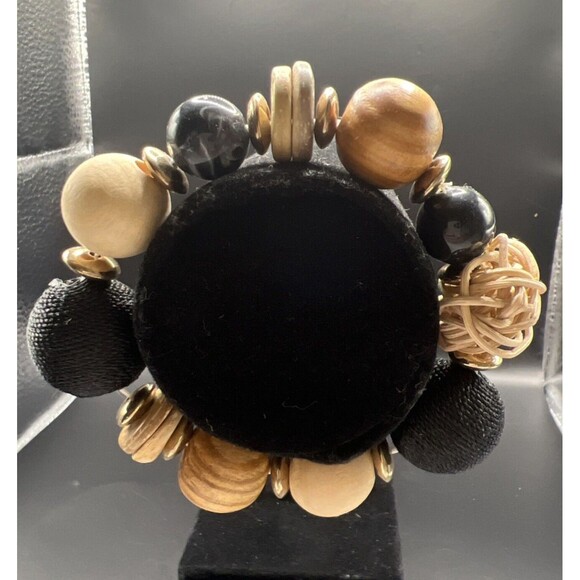 Paparazzi Bracelet Happily Homespun Black Wooden Beads Boho Western Hippie - Picture 7 of 9